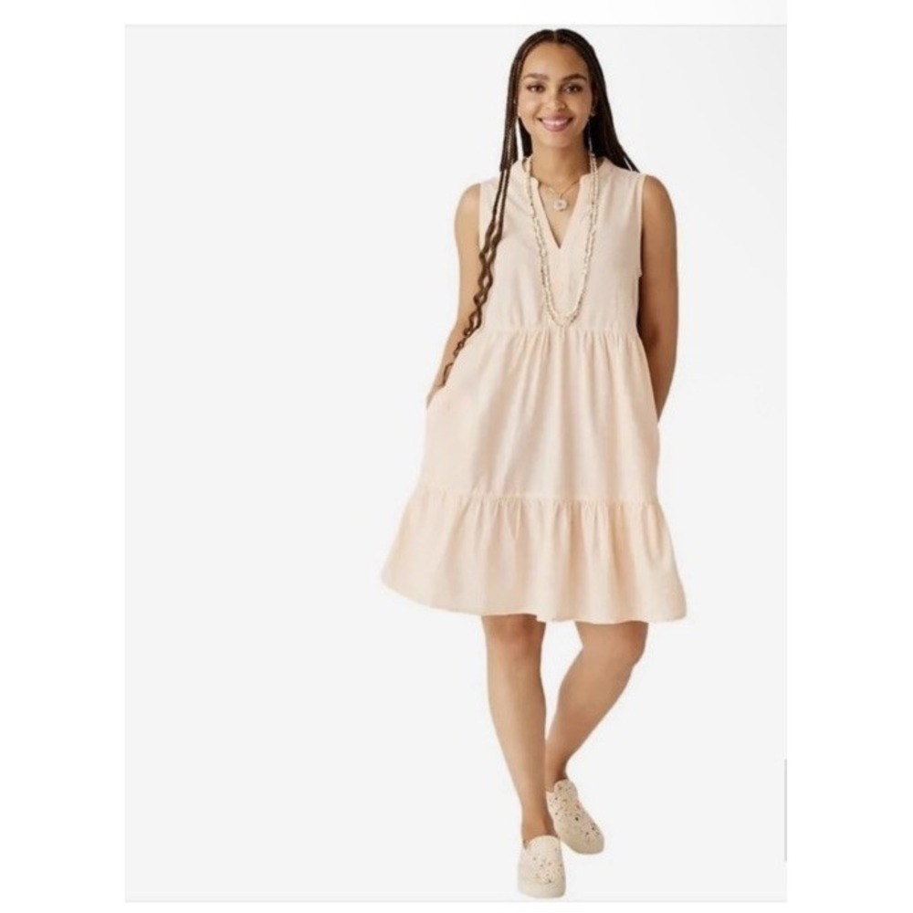 NWOT Carve Designs Nellie Linen Dress S Peach Tiered Pockets Loose Flowy Boho